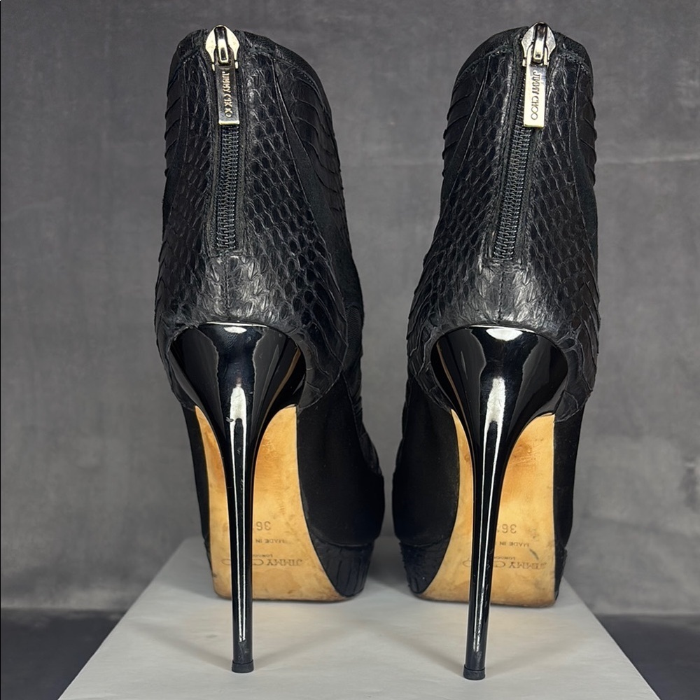 Jimmy Choo Snakeskin Platform Stiletto Ankle Boots Luxe Rare - Picture 10 of 11